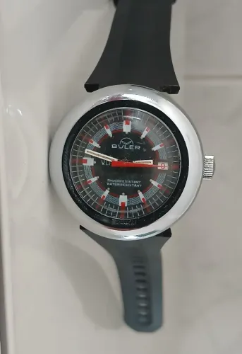 Relógio suíço à corda muito raro, BULER SWISS MADE diver anos 70 de coleção 