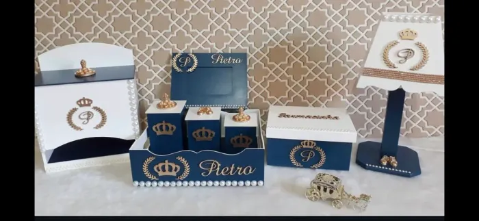 Kit Higiene Bebê Coleção "Herdeiro Real" 8 peças 