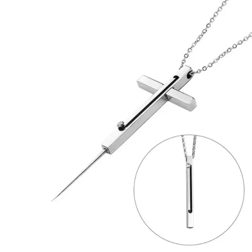 Colar Masculino Pingente Cruz Cobre Metal EDC Tático
