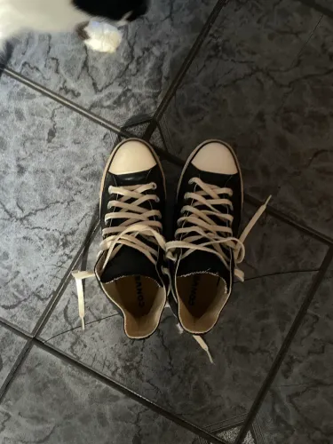 All Star Converse original de couro, cano alto e plataforma alta
