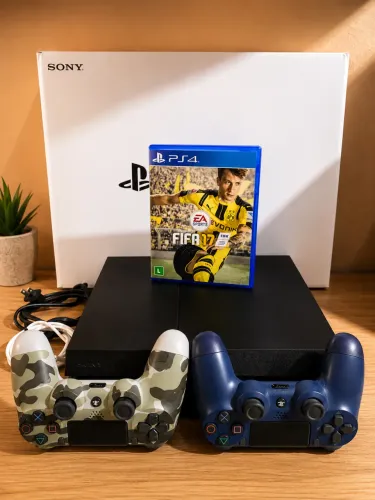 Ps4 Preto Fosco 500 Gb 2 controles 1 Jogo