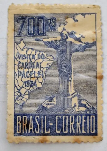 SELO POSTAL BRASIL C-81 - VISITA DO CARDEAL PACELLI - 