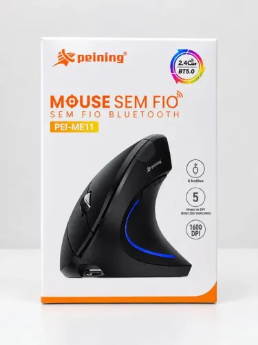 Conexão sem fio 2.4G e Bluetooth 5.0. 6 botões para maior praticidade. 5 níveis de DPI: 80