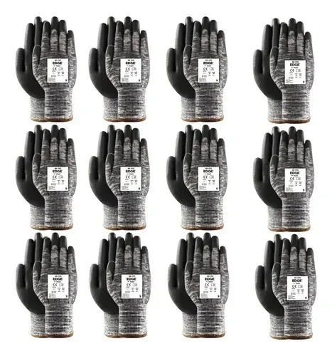 Kit 12 Luva Ansell Edge 48-705 Resistente Abrasão Tamanho 9