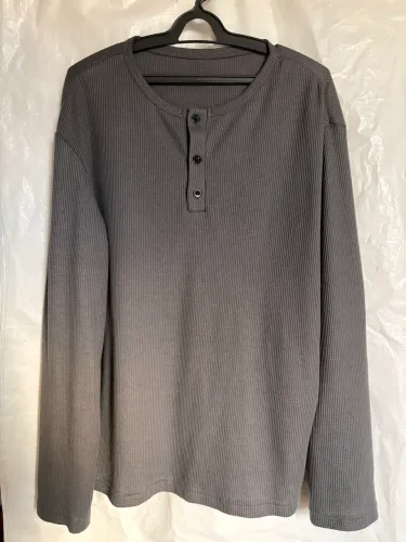 Camiseta Henley Cinza M