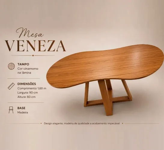 Mesa de Jantar Tampo Organico 1,60x0,90 Entrega Rápida