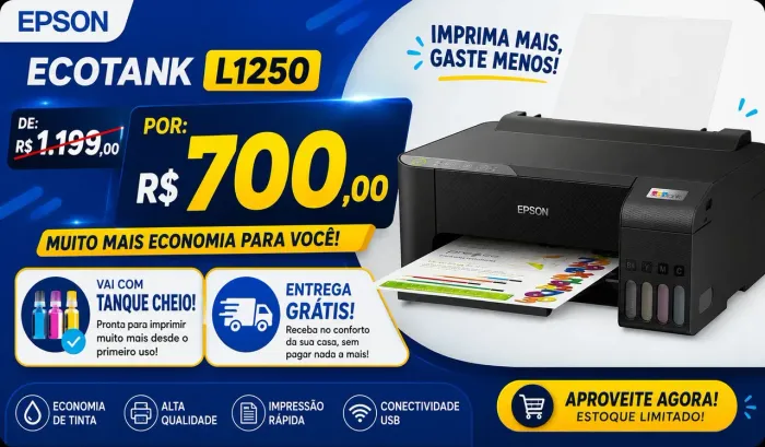 Impressora Epson Ecotank L1250 Wi-Fi Bivolt