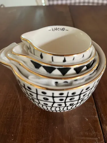 Copos medidores creative co-po de grés preto branco e dourado