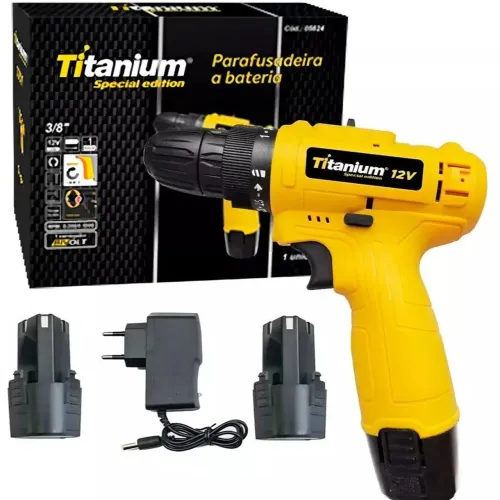 Parafusadeira 12V 3/8" Titanium - 2 Baterias - Nova