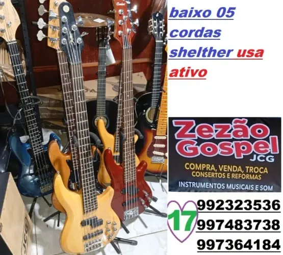 baixo 05 cordas shelther USA ativo 980rs REVISADOs trocas