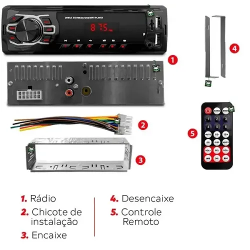 Rádio automotivo com Bluetooth e USB todos os carros 