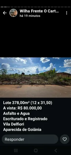 lote no setor Vila Delfiori-Aparecida de Goiânia