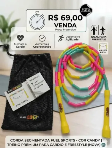 Corda de Pular Segmentada Crossover Fuel Sports HotWOD - Ajustável (Cor Candy)