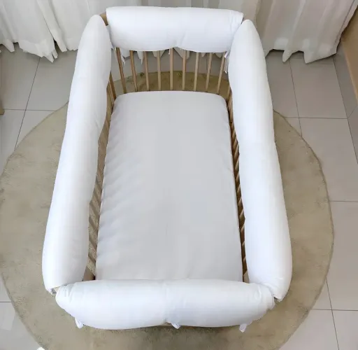 Protetor Lateral Para Grade De Berço 4 Lados Algodão Branco Liso