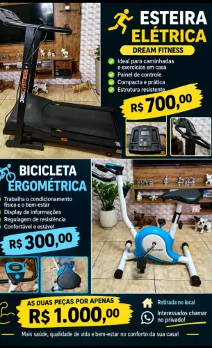 Esteira elétrica Dream Fitnes Energy 1600 / Bike Ergométrica Mile Fitness