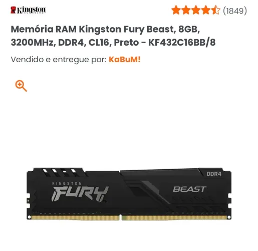 Memória Kingston Fury DDR4 8GB