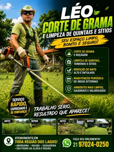 Corte de grama, roçagem, limpeza de casas , sítios e terrenos em Araruama