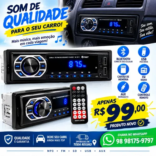 Som automotivo player bluetooth FM promoção