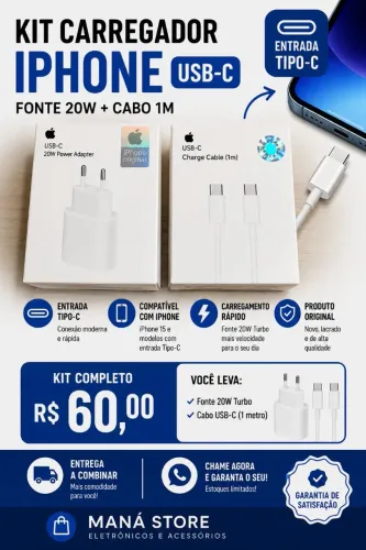 KIT carregador 20W iPhone