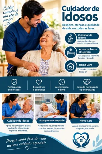 Cuidador de Idosos,Home Care, Acompanhante Hospitalar