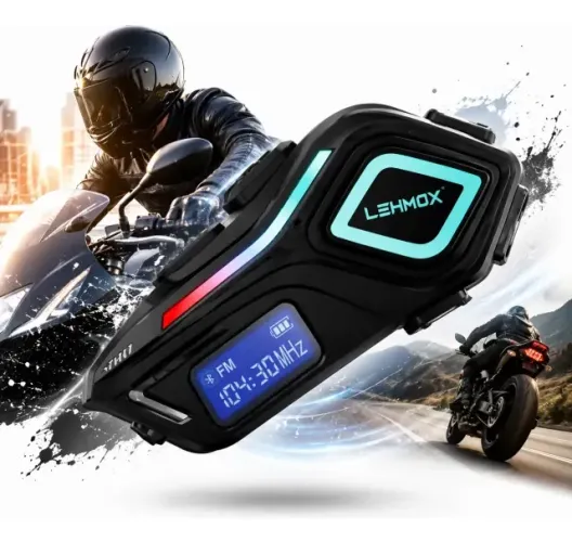 Fone De Ouvido Intercomunicador Para Capacete Moto Ciclista Bluetooth 5.4 Rgb Sem Fio
