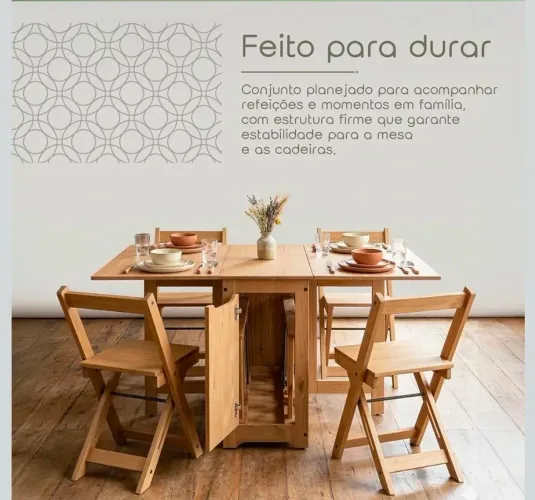 Mesa de Jantar Dobrável Borboleta com 4 Cadeiras