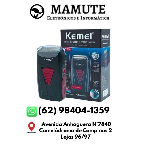 Máquina Shaver Kemei Barbeador Sem Fio 2 Lâminas 3381
