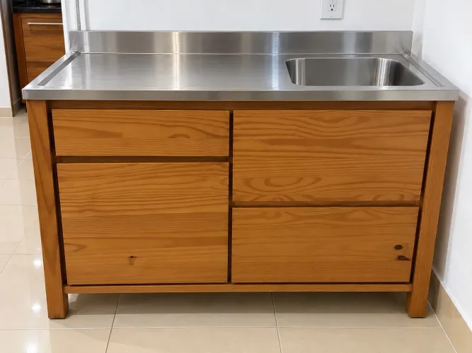 Balcão Inferior Tok Stok com pia linha MASSY 120cm 2 Portas 2 Gavetas