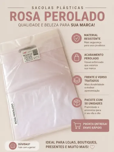 Sacolas plásticas rosa perolado