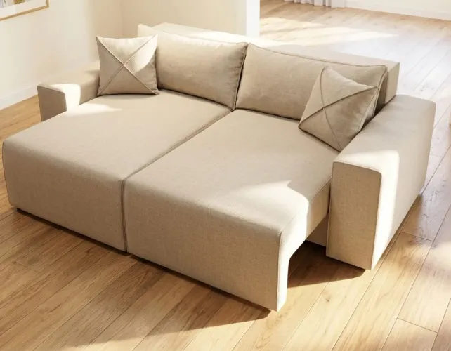 Sofá cama retrátil em LINHO bege.Entrego