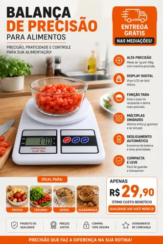Balança de alimentos - Pesa até 10kg