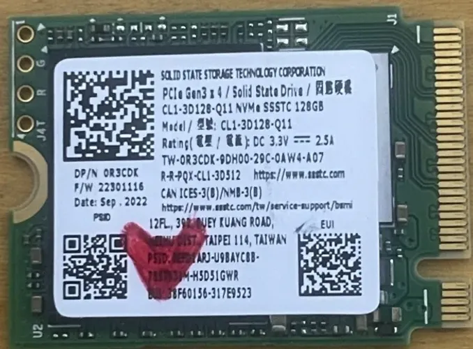 HD SSD M.2 2230 NVMe 128GB SSSTC (CL1-3D128-Q11) - USADO