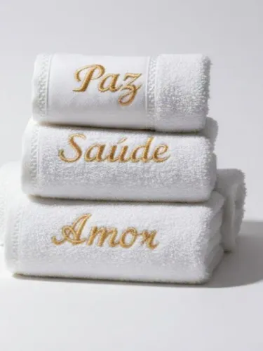 Conjunto toalhas para lavabo bordadas