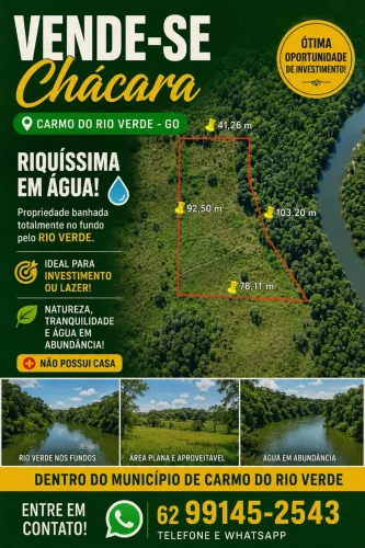 Vende-se um terreno pra chácara no município de Carmo do Rio Verde 