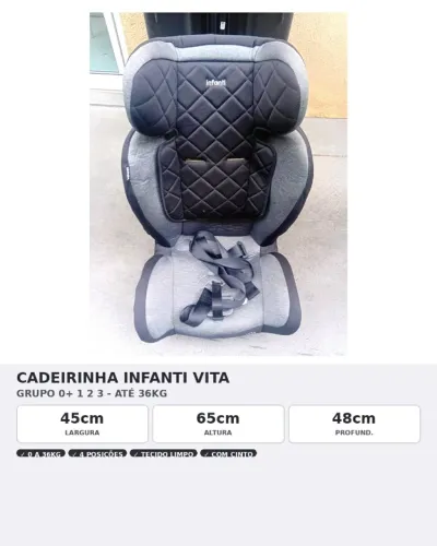 Cadeirinha Infanti Vita Grupo 0+ 1 2 3 - Até 36kg - 4 Posições - Usada Boa