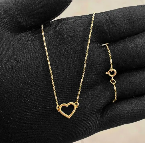 Dia das mães | Colar pingente Coração Vazado banho ouro 24k | ENTREGA GRÁTIS E GARANTIA. 