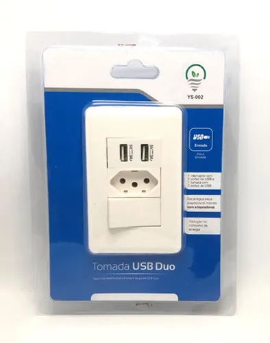 Espelho Interruptor e Tomada Com 2 Entradas Usb 3.0A Novo Na Embalagem