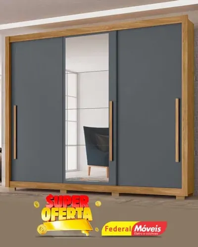 Guarda Roupa Casal 3 Porta de Correr com Espelho Direto da Fabrica Fazemos Entrega