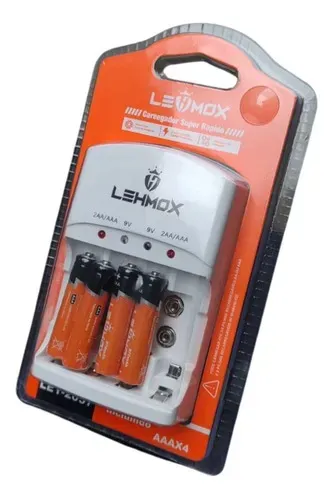 Carregador De Pilhas Super Rápido Bivolt + 4pilha AAA e AA Recarregaveis