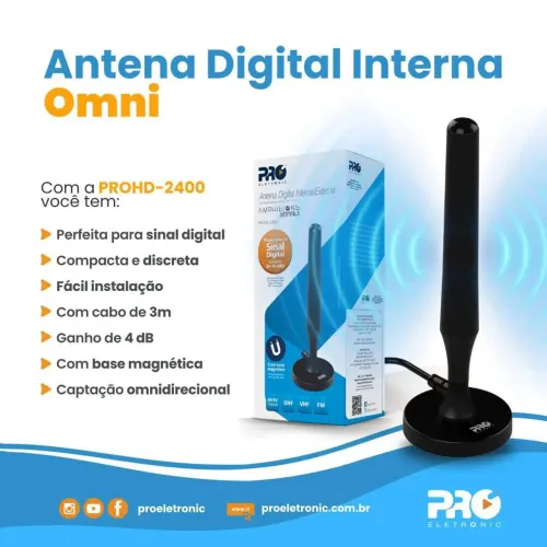 Antena digital com base magnética 