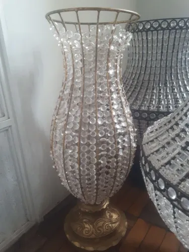 Vaso Dourado Pedraria Decoração Algumas Unidades