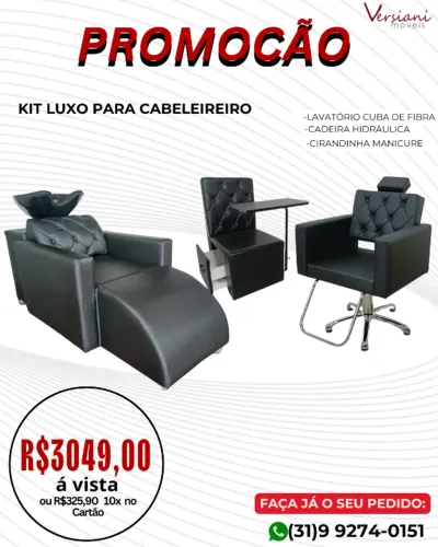 KIT LUXO PARA CABELEIREIRO 3 PEÇAS NOVO DIRETO DA FÁBRICA 