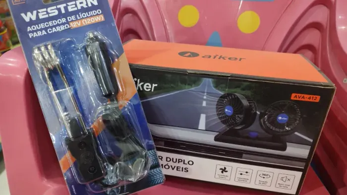 Kit aquecedor liquido para carro e ventilador duplo automovel