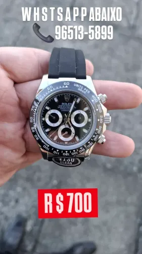 Relógio ROLEX DAYTONA AUTOMÁTICO - PULSEIRA DE SILICONE - MOSTRADOR PRETO