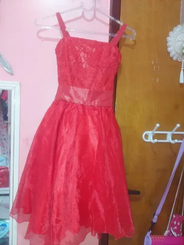 Vestido Luxo Festa Natal Formatura Vermelho com Anagua