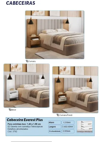 Cabeceira Everest Plus - Cama Box 1,40m e 1,58m