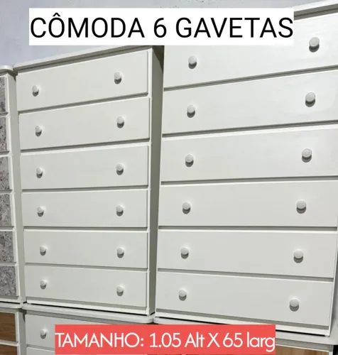 Cômoda 6 Gavetas - 1.05 Alt X 65 Larg