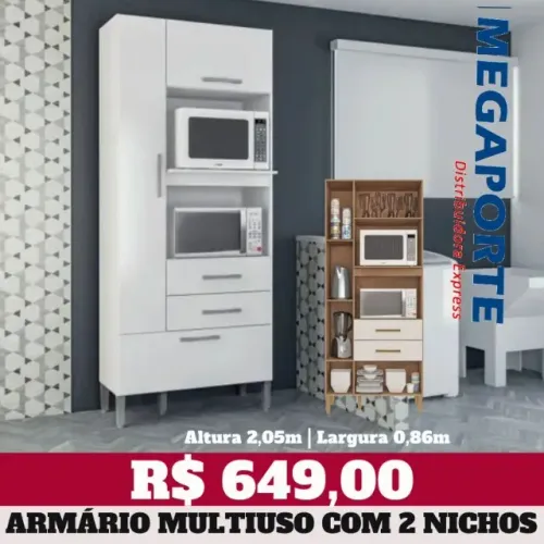 Armário Multiuso 2 Gavetas 2 Nichos para Forno (Novo) Entrega Grátis! 