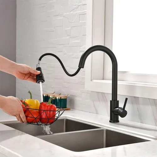 Torneira Monocomando Misturador C/ Bico Extensor Spray Preto Fosco Fc-32