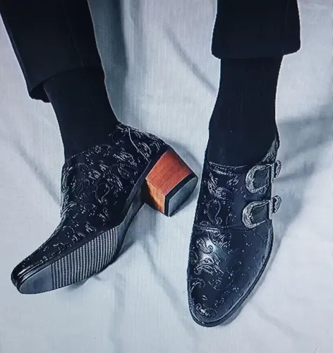 Sapatos importado de salto masculino couro sociais masculinos pretos